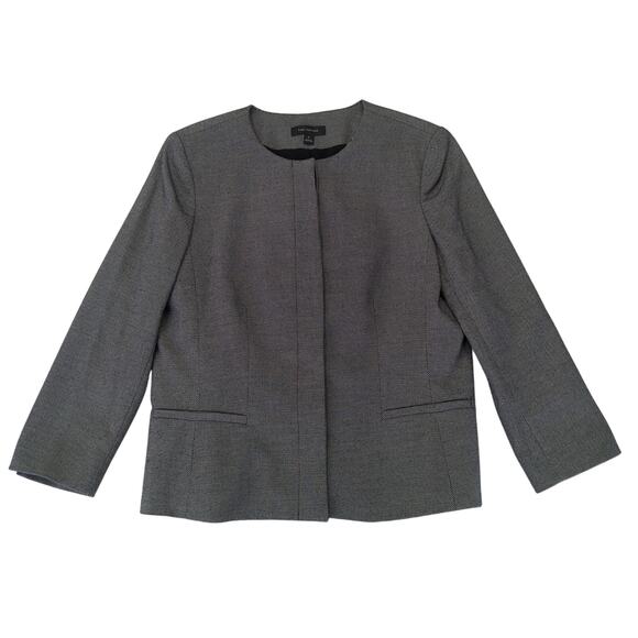 Ann Taylor Collarless Blazer Jacket Button‎ Front Military Women's Size 10 Gray - Picture 1 of 9